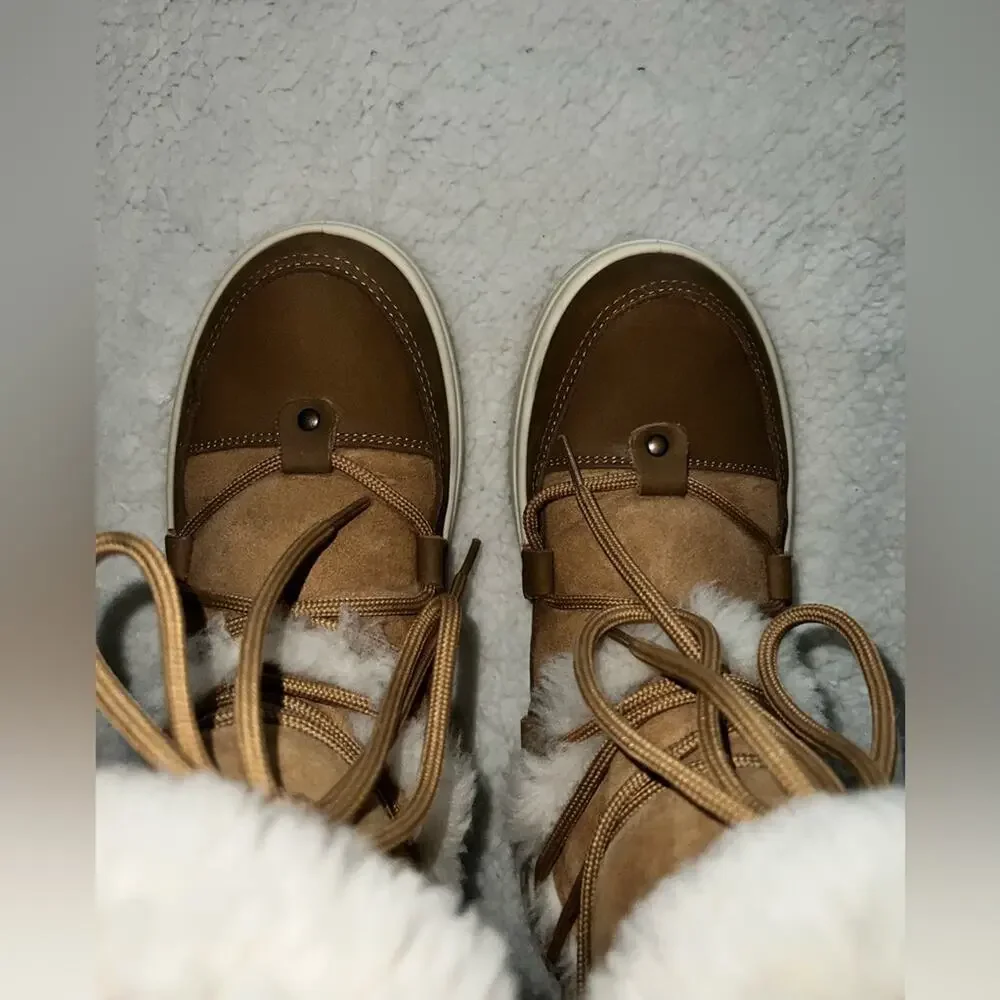 Cougar Tacoma Waterproof Shearling Weather Boots Tan/White - size 8 - H11